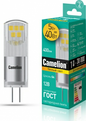 Лампа светодиодная LED5-G4-JC-NF/830/G4 5W 3000K Camelion (Китай)