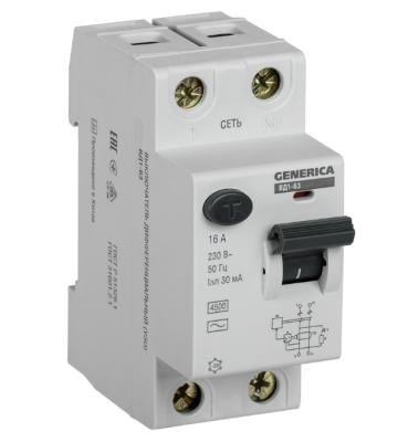 Дифференциальный автомат (УЗО) ВД1-63  GENERICA 2Р 16А (Австрия)