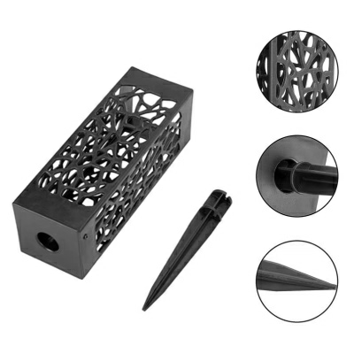 Ритуальная ваза Botanica квадратная ажурная 6x17см съемный колышек 11см черный (Китай)