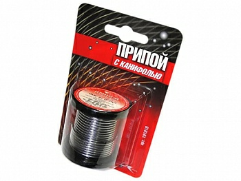 Припой ПОС 61 трубка, катушка 2мм, с канифолью (100г) в блистере (Россия)