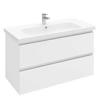 Тумба подвесная ELECTRA 100 под умывальник Creavit Ideal 100, УЛЬТРА белый глянец, LE-WCAB-100-101 (Беларусь)