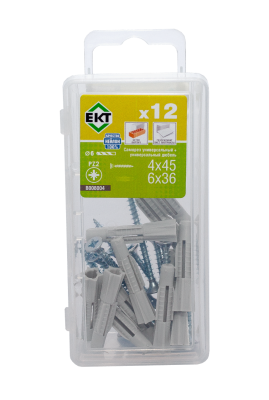 Саморез цинк 4,0х45 + универсальный дюбель UDD 6х36, нейлон (упак/12шт)