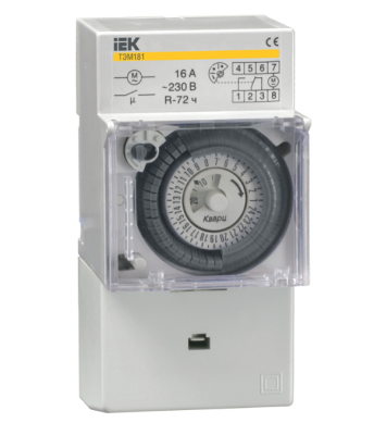 Таймер ТЭМ181 аналоговый  16А 230В на DIN-рейку IEK (Китай)