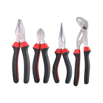 Набор цангового инструмента, 4шт. (пассатижи 180мм, длинногубцы 200мм, бокорезы 160мм, трубный ключ) (Китай) Набор цангового инструмента, 4шт. (пассатижи 180мм, длинногубцы 200мм, бокорезы 160мм, трубный ключ) (Китай)