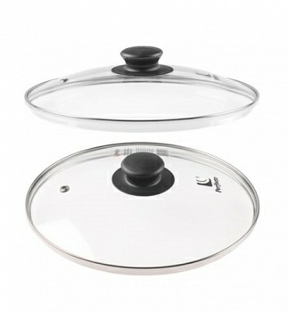 Крышка стеклянная с металлическим ободом и паровыпуском, круглая, PERFECTO LINEA (Китай)
