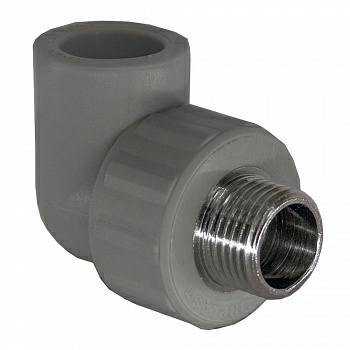 Угольник ПП с наружней резьбой d20х1/2" серый