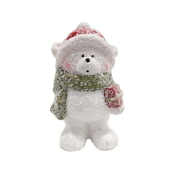Статуэтка новогодняя керамическая "Мишка в шарфе" 9*16 см (Китай)