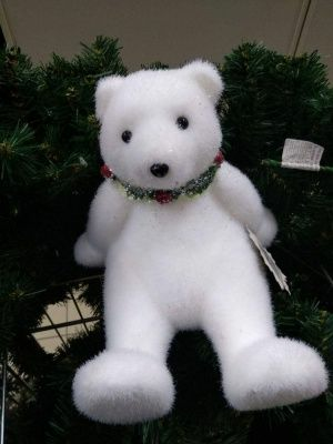 Украшение новогоднее светящееся Белый мишка 16*20*17 см (Китай)