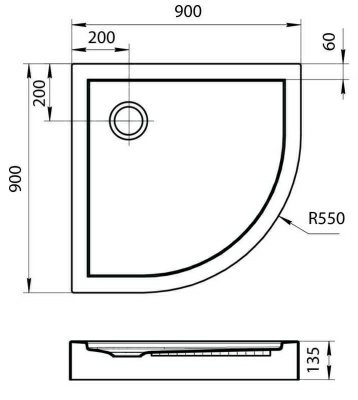 Поддон акриловый душевой Santek Палермо четверть круга 90x90 (Россия)