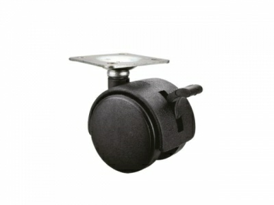 Опора колёсная d-40мм на площадке с фиксатором пластмасса (Китай)