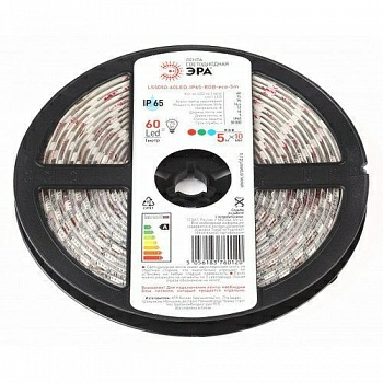 Лента светодиодная 641774 ЭРА LS5050-60LED-IP65-RGB-eco-5m разноцветная