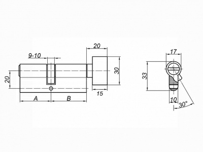 Цилиндровый механизм Palladium ZN 60 C BK PB латунь (Китай)