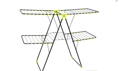 Сушилка для белья напольная BJ-1660W 2-х ярусная чёрно-зелёная HomeKo (Китай)