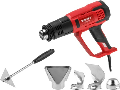 Термовоздуходувка WORTEX HG6122T в коробке + набор сопл 2000Вт 3 режима 60-600 °С (Китай)