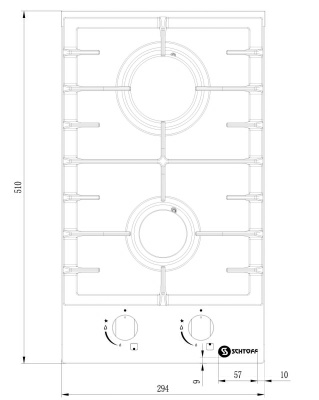 Газовая варочная поверхность Schtoff H3001C02IS Black (Китай)