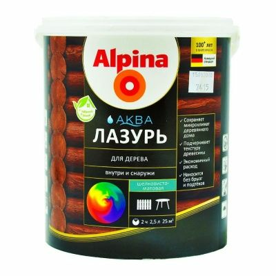 Лак Alpina Aква для дерева бесцветный 2,5л|купить Практик Борисов