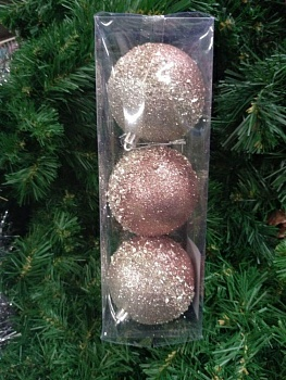 Новогоднее украшение Набор шаров 8 см 3 штук (Китай)