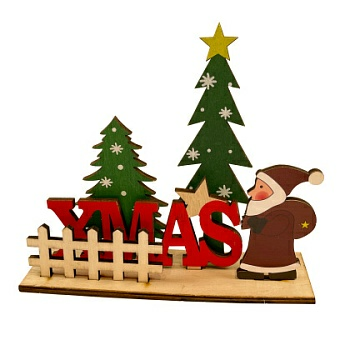 Сувенир новогодний Santa's Gifts, 17*5*17см,дерево (Китай)