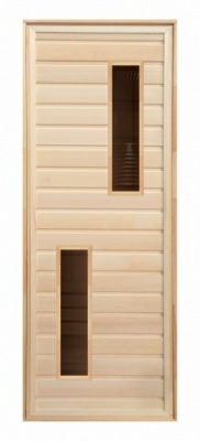 Дверь липа с 2-мя стеклами (коробка хвоя) 1900х700  (Россия)