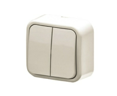 Выключатель двухклавишный наружный Arvia кремовый (Турция)