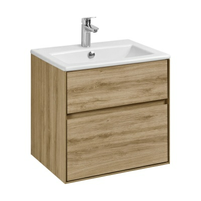 Набор тумба под умывальник Акватон Либерти 60 Дуб Эльвезия + раковина Элина 60 (Россия)