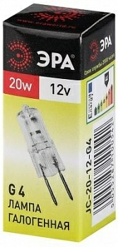 Лампа галогенная ЭРА G4-JC-20W-12V (100/1000) (Китай)