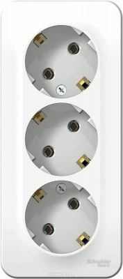 Розетка трехместная с заземлением белый (Россия)