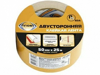 Лента двусторонняя клейкая Aviora 50мм/25м ПП (Китай) Лента двусторонняя клейкая Aviora 50мм/25м ПП (Китай)