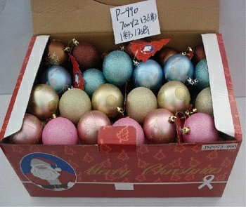 Набор шаров для елки 2 шт (1 блестящий/1мат с декором) (Китай)