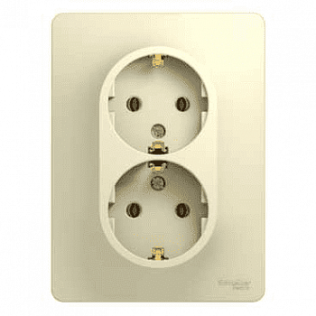 Розетка двойная Glossa с заземления (бежевый) (Латвия)