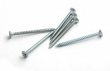 Саморез универсальный 5,0х80 потай, белый цинк, шлиц Pz (Китай)