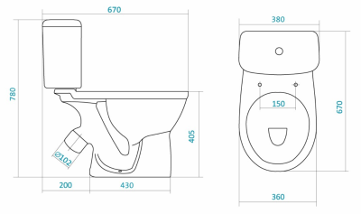 Унитаз Santek Бореаль с косым выходом 1WH30.2.146 (Россия)