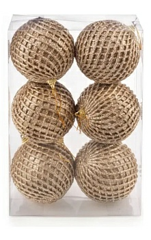 Набор новогодних шаров Ausini 10 см, 6 шт V5160 (Китай)