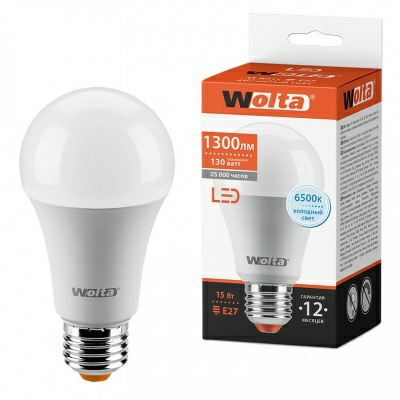 Лампа светодиодная WOLTA LED15-A60-6500К-Е27 (Россия)