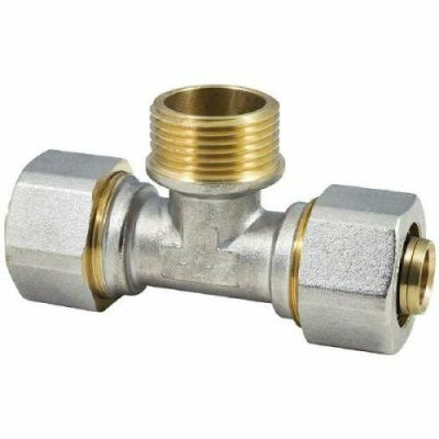 Тройник переходной с наружной резьбой 16 мм*1/2"*16мм