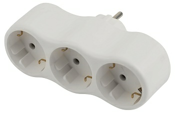 Разветвитель электрический ЭРА SPx-3e-W на 3 розетки с заземлением 16А белый (Китай)