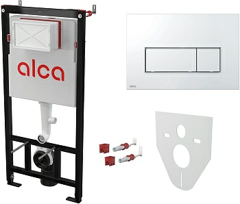 Комплект скрытой инсталляции 4 в 1 AlcaPlast AM101/1120+ кнопка M571 хром глянец (Чехия)