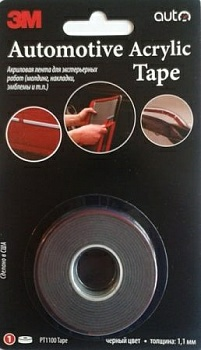 Лента двусторонняя черная автомобильная VHB PT1100 3М Scotch 12мм*1,5м*1,1мм (Украина)
