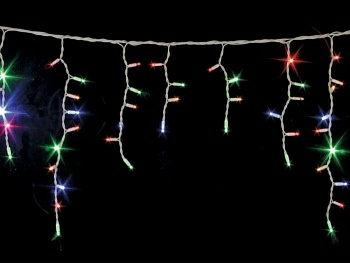 Гирлянда Айсикл (бахрома) светодиодный 1,8 х 0,5 м. прозрачный провод 220 В диоды мильтиколор 255-019 (Китай)