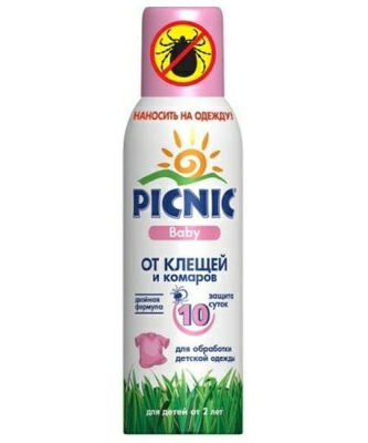 Aэpoзoль Picnic BABY дeтям oт 2 лeт oт клeща и кoмapа 125мл (Россия)