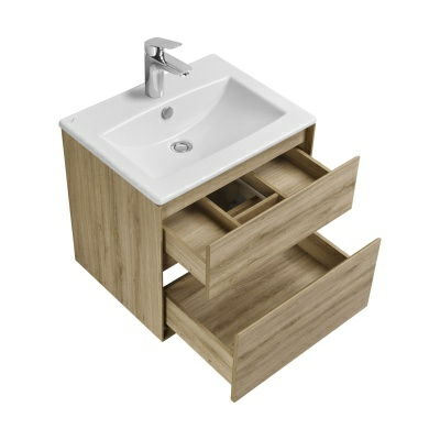 Набор тумба под умывальник Акватон Либерти 60 Дуб Эльвезия + раковина Элина 60 (Россия)