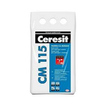 Клей для плитки мрамора и мозаики CM 115 Ceresit белый 5кг  в Борисове