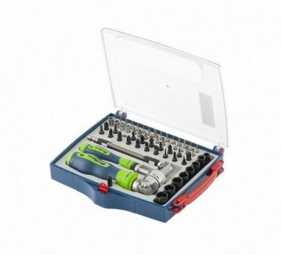 Отвертки реверсивные с набором бит, торцевых головок, 61 предм., CrV Сибртех (Россия)