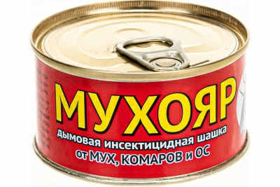 Дымовая инсектицидная шашка МУХОЯР от мух, комаров и ос 100гр (Россия)