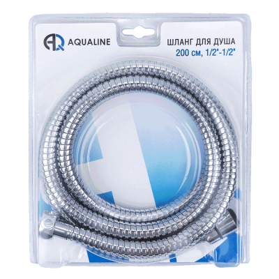 Шланг для душа конус имп 1/2" + имп 1/2" длина 2м в блистере AQUALINE (Россия)