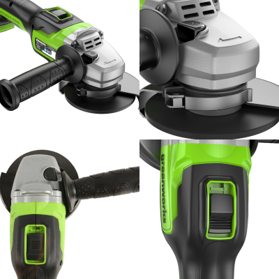 Угловая шлифовальная машина аккумуляторная Greenworks 24V GD24AGK4 3200207UB 1хАКБ 4Ач и ЗУ (Китай)