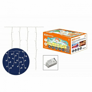 Гирлянда новогодняя наружная Бахрома 2,5х0,6м белый свет 8 режимов (Китай)