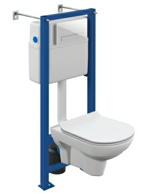 Комплект подвесной унитаз City Clean On с инсталляцией Link Pro с кнопкой Estetica хром A64121 Cersanit (Россия)