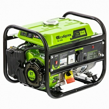 Генератор бензиновый БС-1200, 1 кВт, 230 В, 4-х такт., 5,5 л, ручной стартер Сибртех (Китай)
