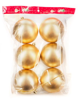 Набор новогодних шаров Ausini 8см, 6шт VT25-04016-1 золотой (Китай)